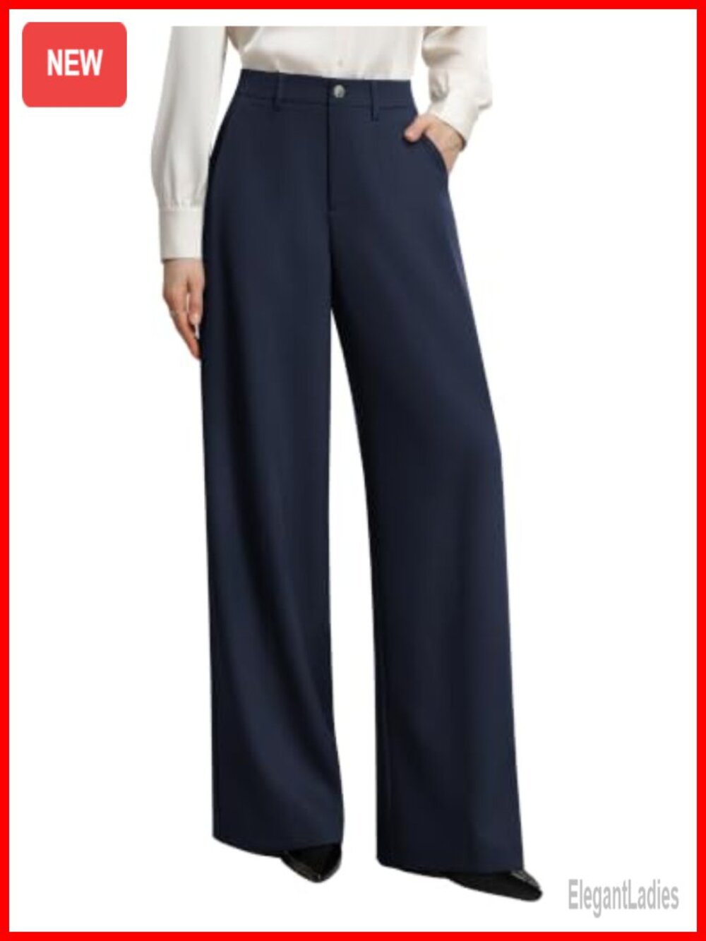 Wide Leg Dress Pants High Rise Pleated Slacks Business Office Work